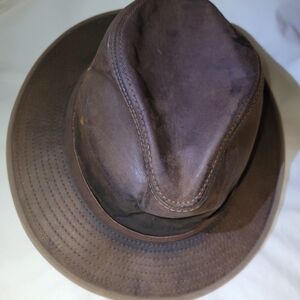 Brown Leather Fedora Hat